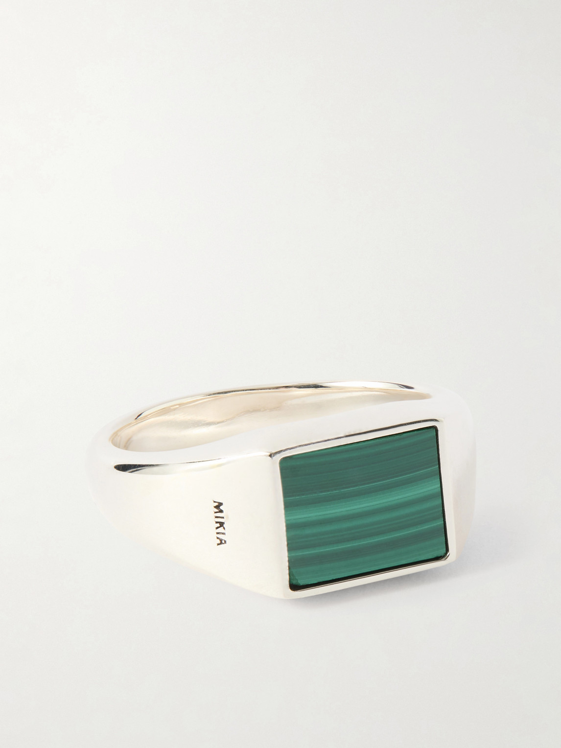 Mikia Rectangle Sterling Silver Malachite Ring In Green