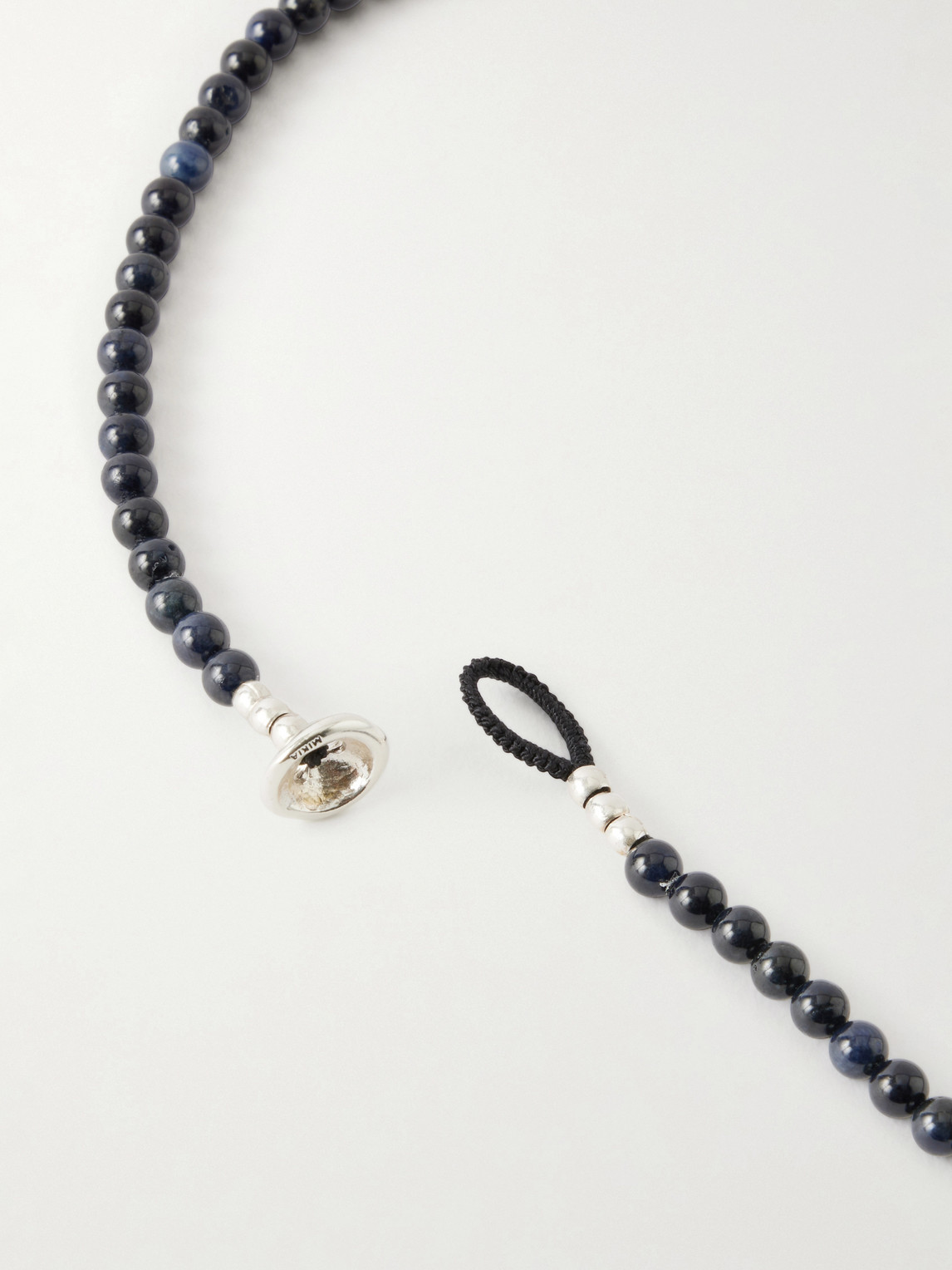  Mikia - Sterling Silver Multi-stone Beaded Bracelet - Men - Black 