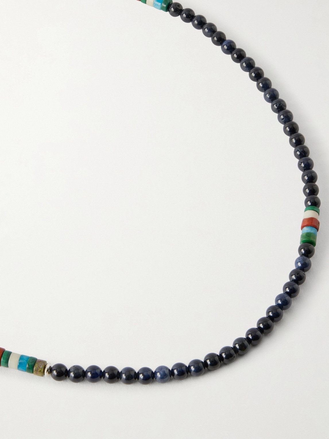  Mikia - Sterling Silver Multi-stone Beaded Bracelet - Men - Black 