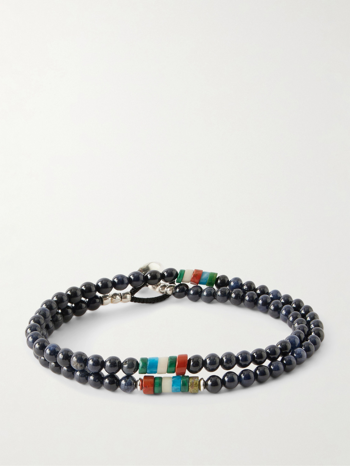 Mikia Sterling Silver Multi-stone Beaded Bracelet In Black