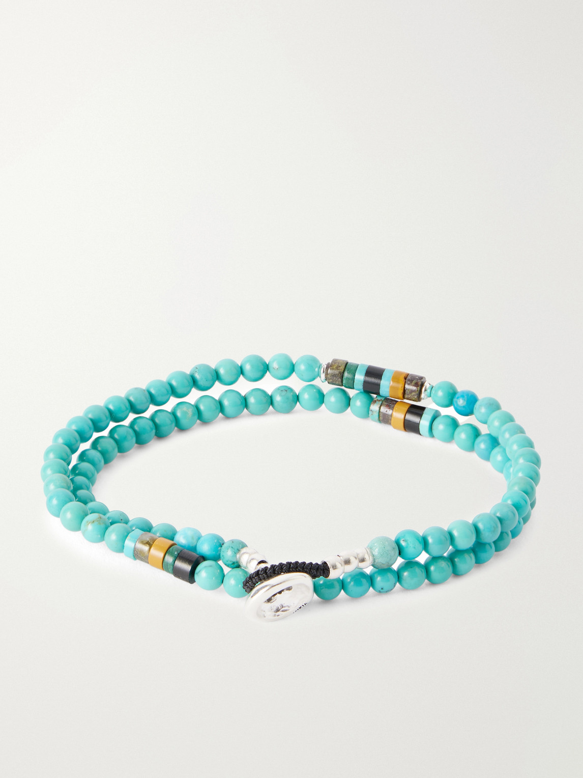  Mikia - Sterling Silver Multi-stone Beaded Bracelet - Men - Blue 