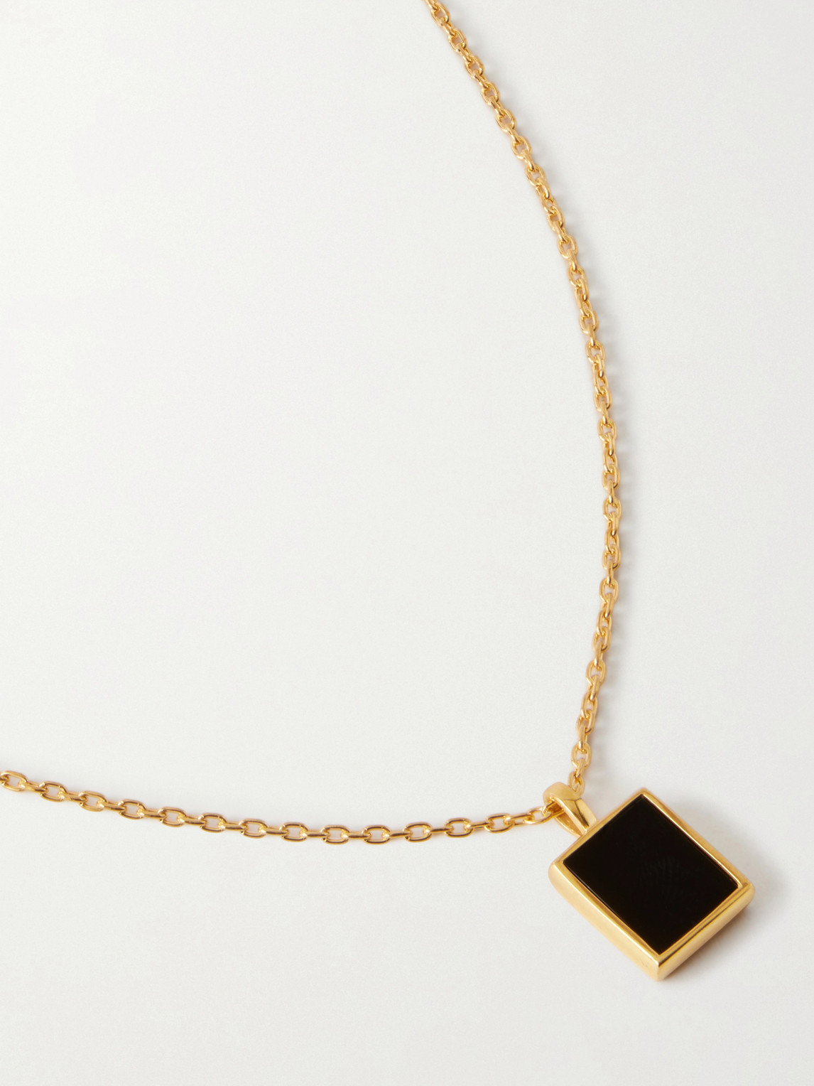 Mikia Rectangle Gold-plated Onyx Necklace In Black