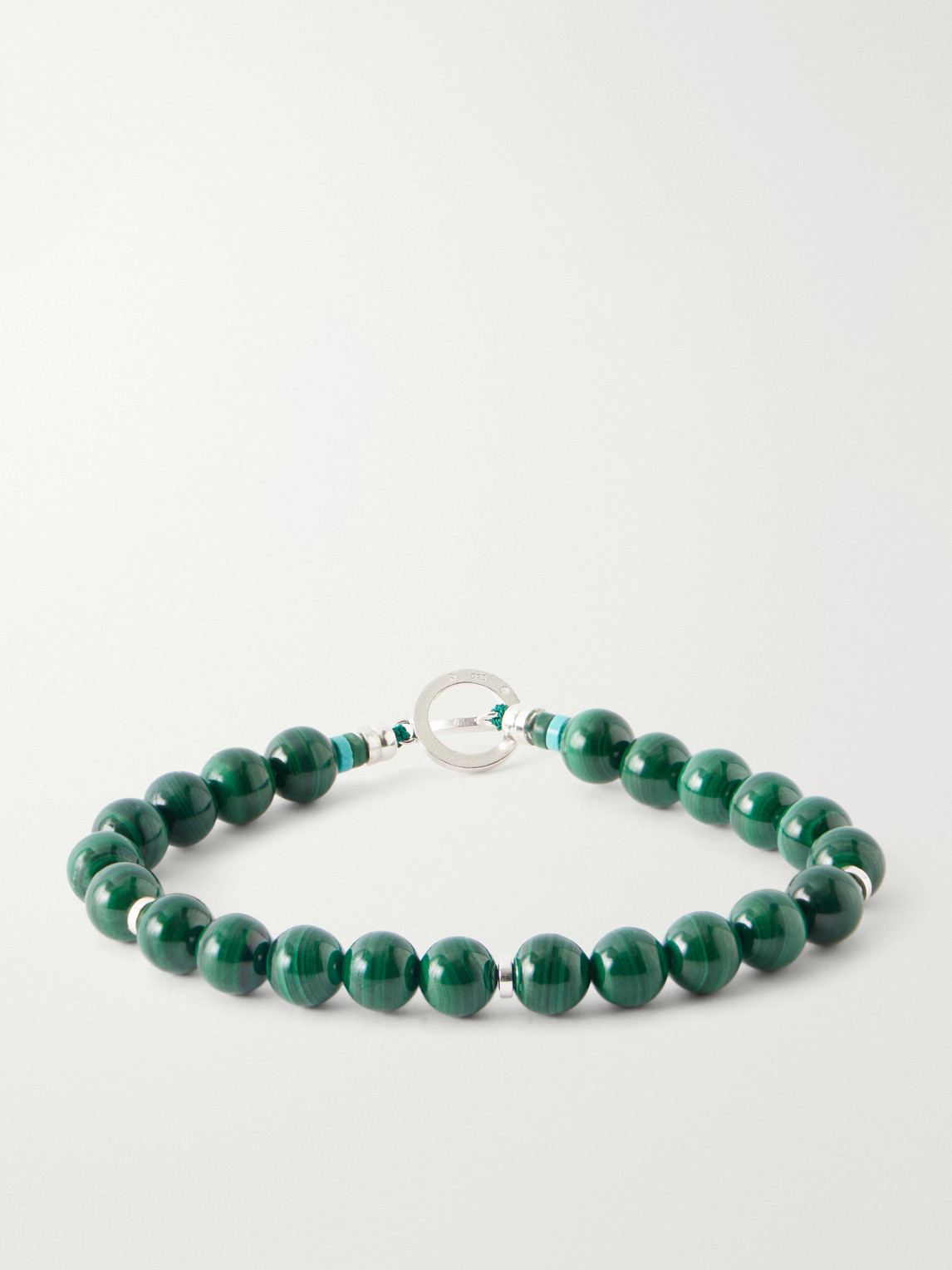 Mikia Circle8 Sterling Silver And Malachite Beaded Bracelet In Green