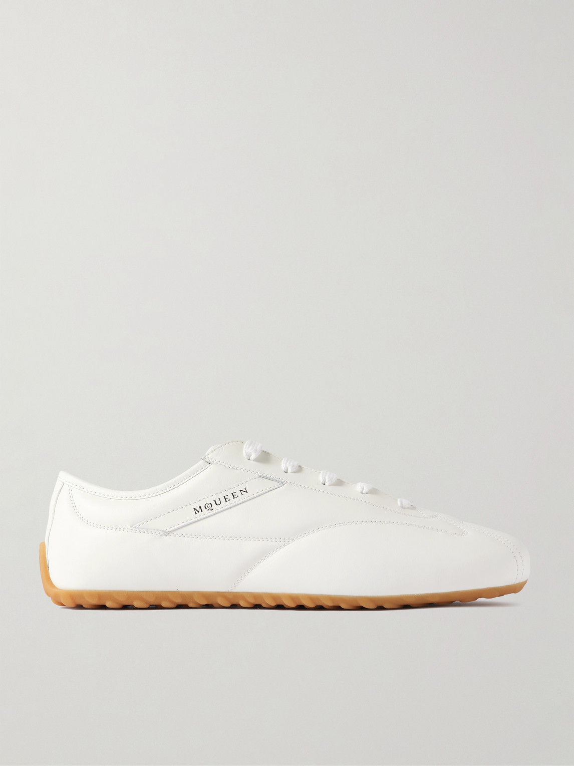 McQueen – Logo-Print Leather Sneakers