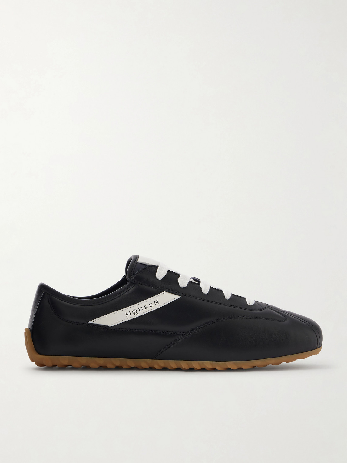 McQueen – Logo-Print Leather Sneakers