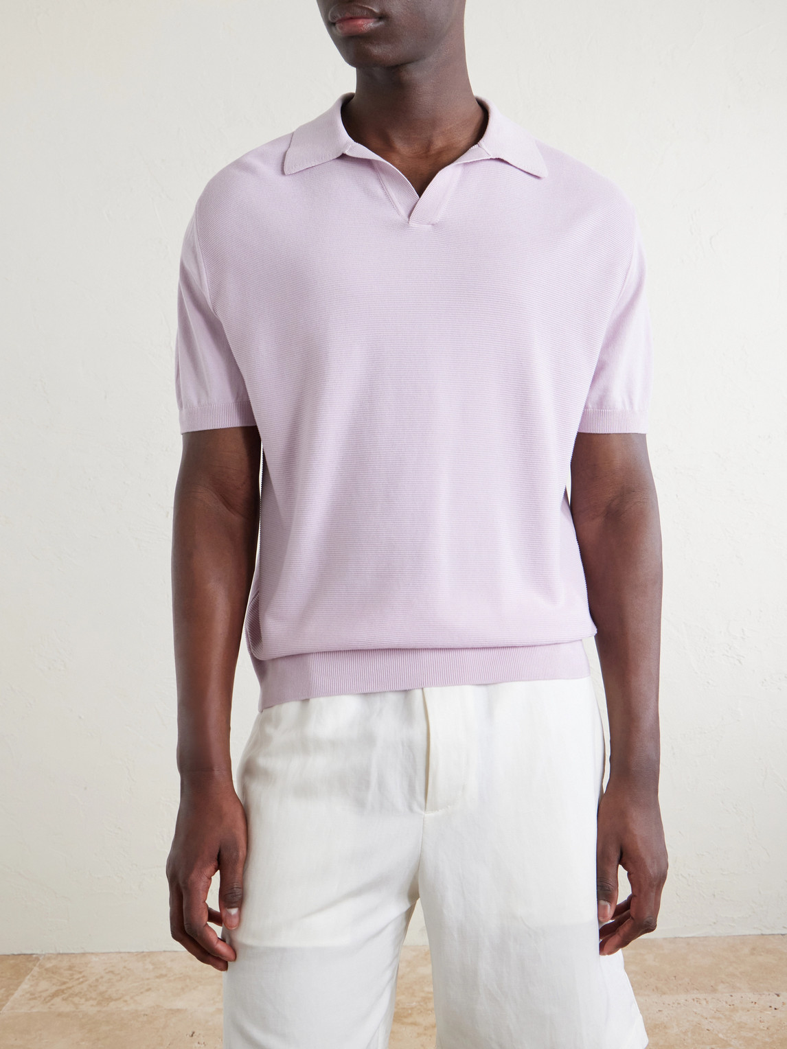 Cotton And Silk-Blend Polo Shirt