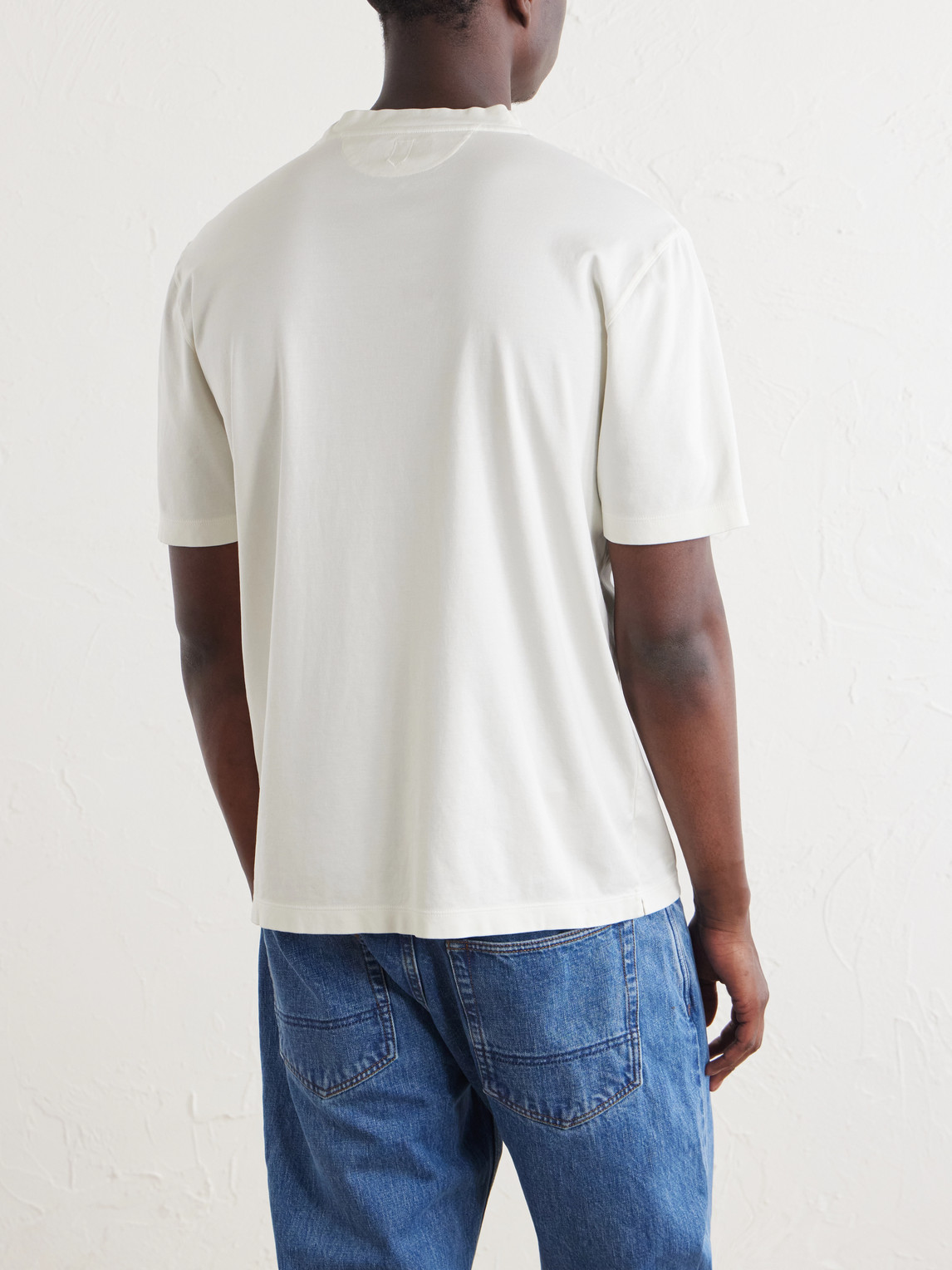 Canali Plain Cotton-jersey T-shirt In White