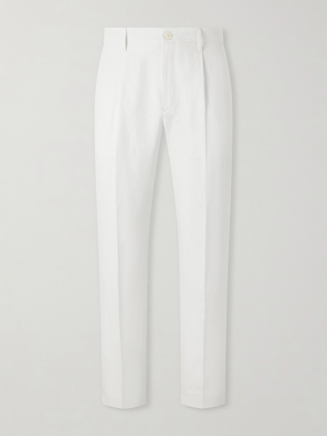 Canali Mamhood Straight-leg Pleated Linen And Silk-blend Trousers In White