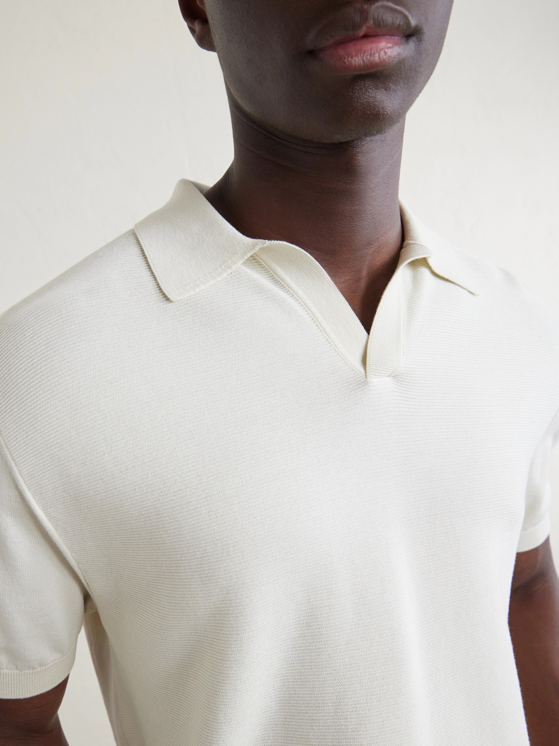 Canali Cotton And Silk-blend Polo Shirt In Neutral