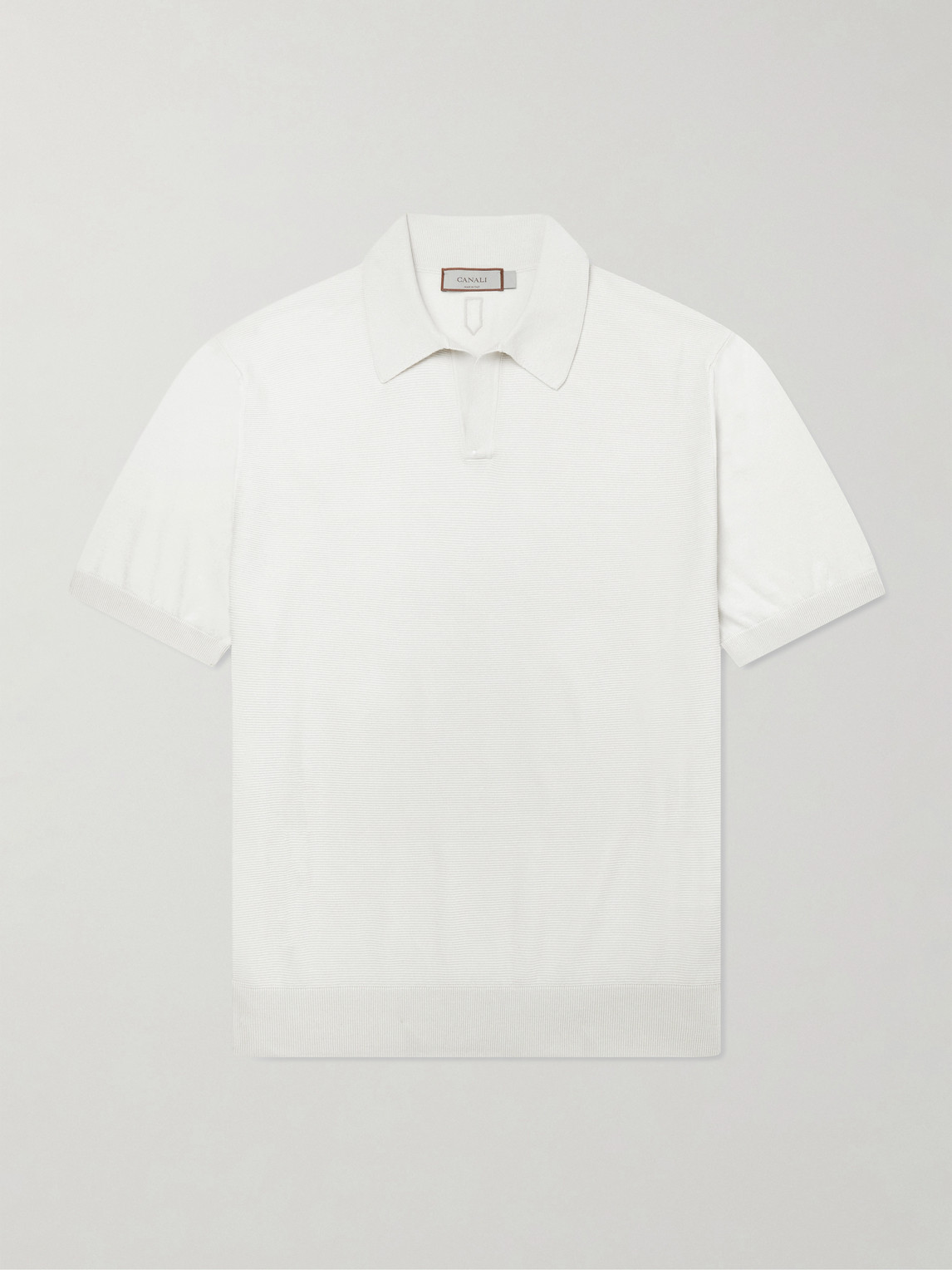 Canali Cotton And Silk-blend Polo Shirt In Neutral