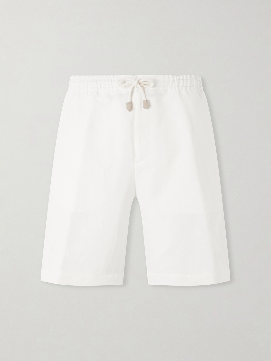 Canali Straight-leg Linen And Silk-blend Bermuda Shorts In White