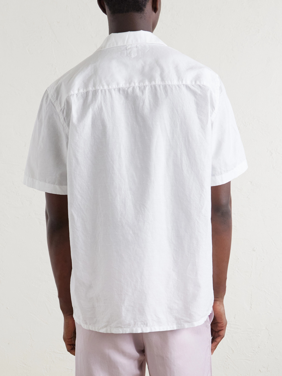 Camp-Collar Cotton And Linen-Blend Shirt