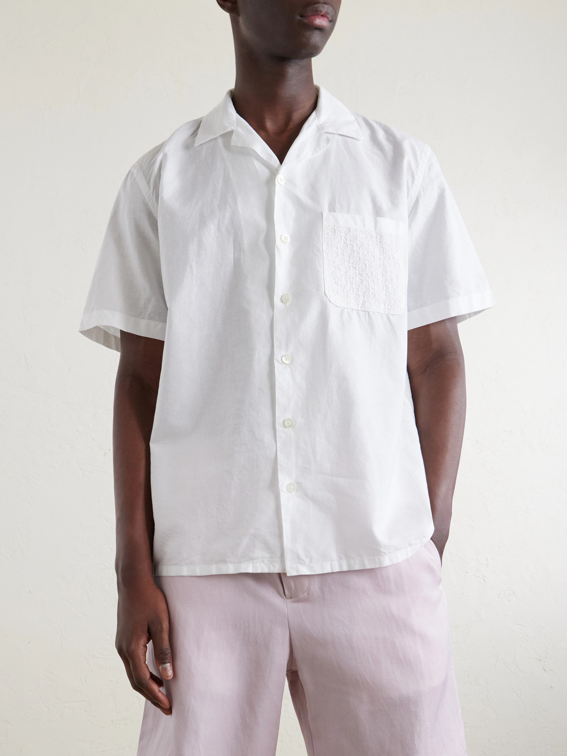 Camp-Collar Cotton And Linen-Blend Shirt