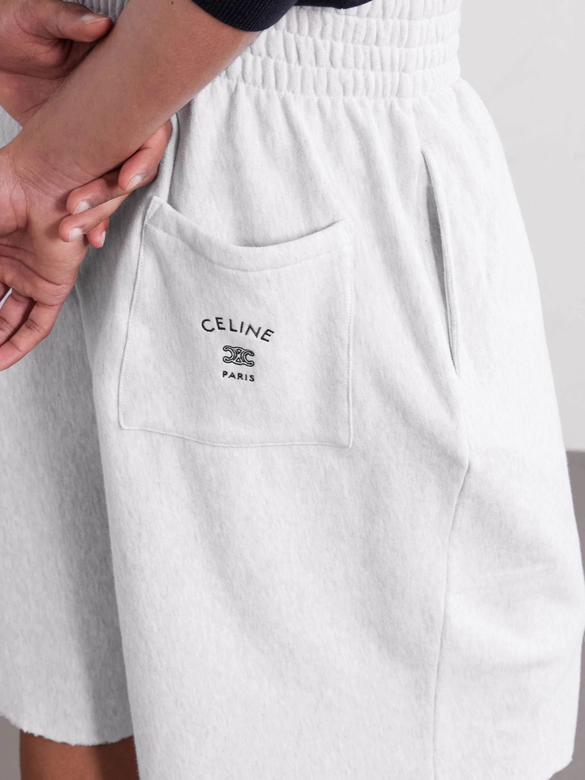 CELINE Straight-Leg Logo-Embroidered Cotton-Fleece Shorts for Men