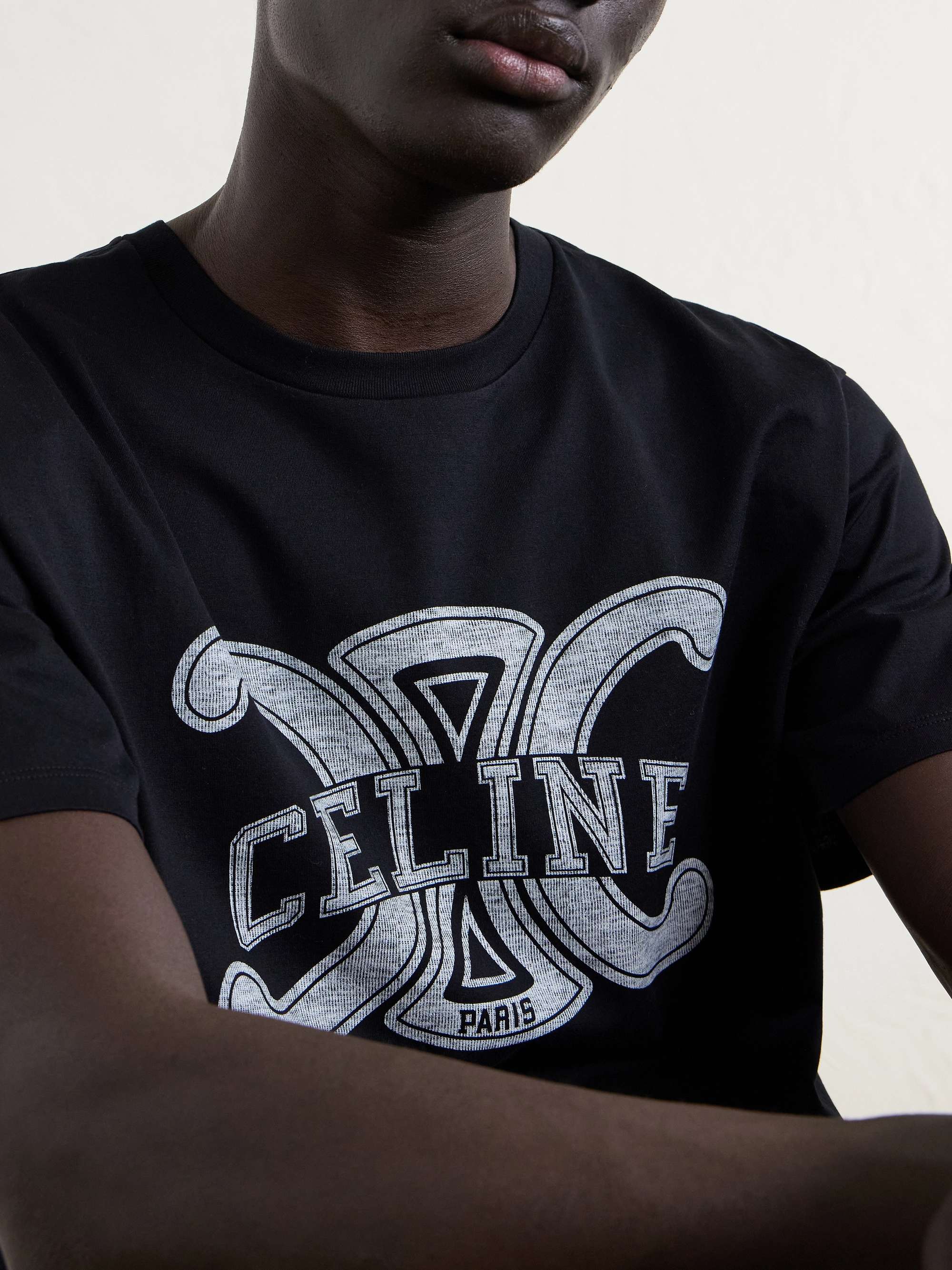 CELINE Logo-Print Cotton-Jersey T-Shirt for Men | MR PORTER