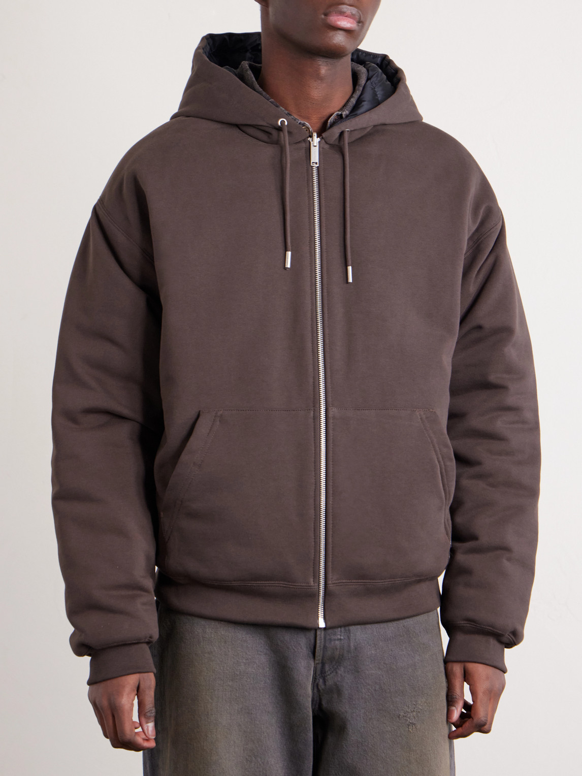 Fuse Reversible Cotton-Jersey And Quilted Shell Down Hoodie