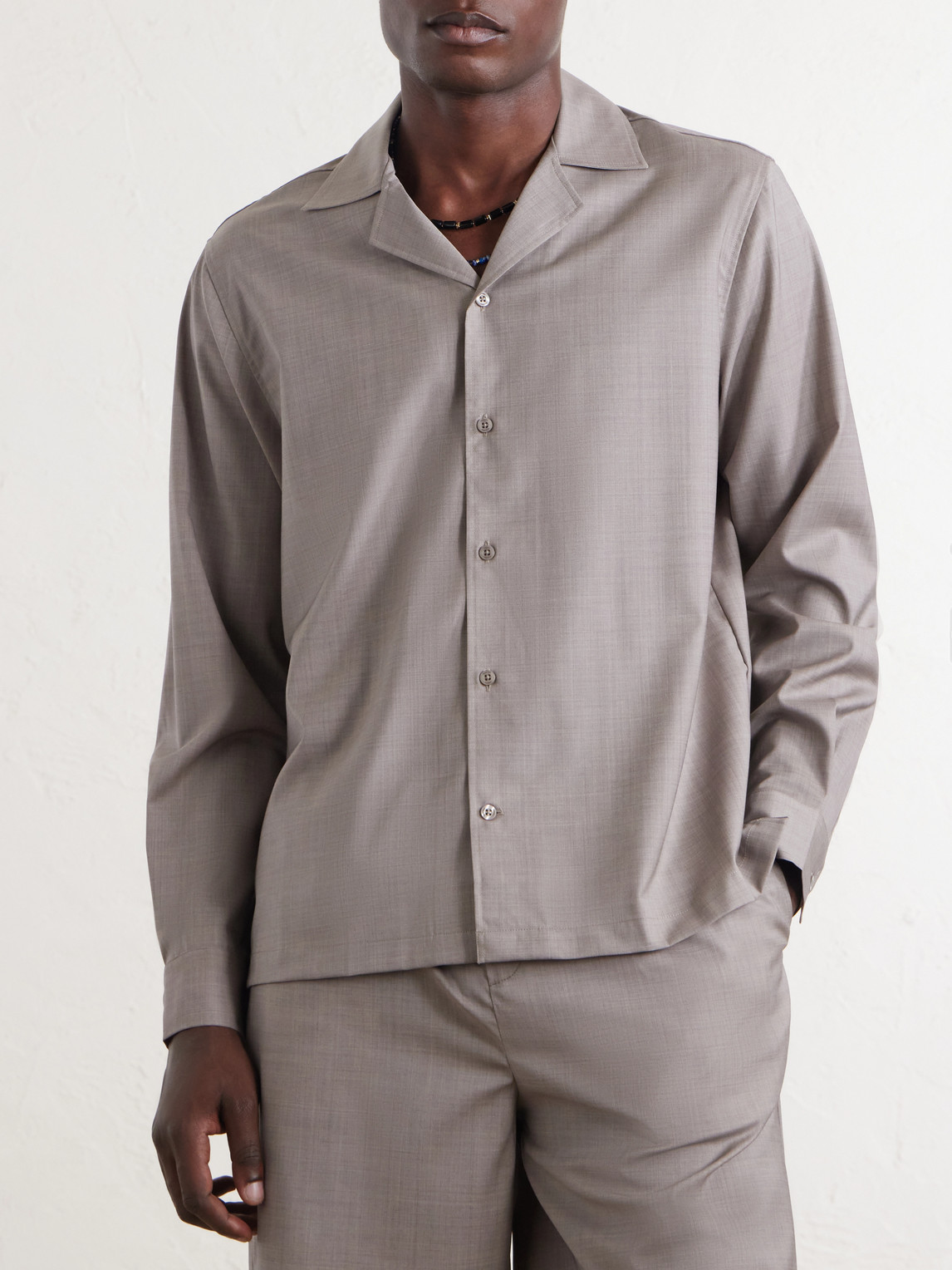 Safra Camp-Collar Wool Shirt