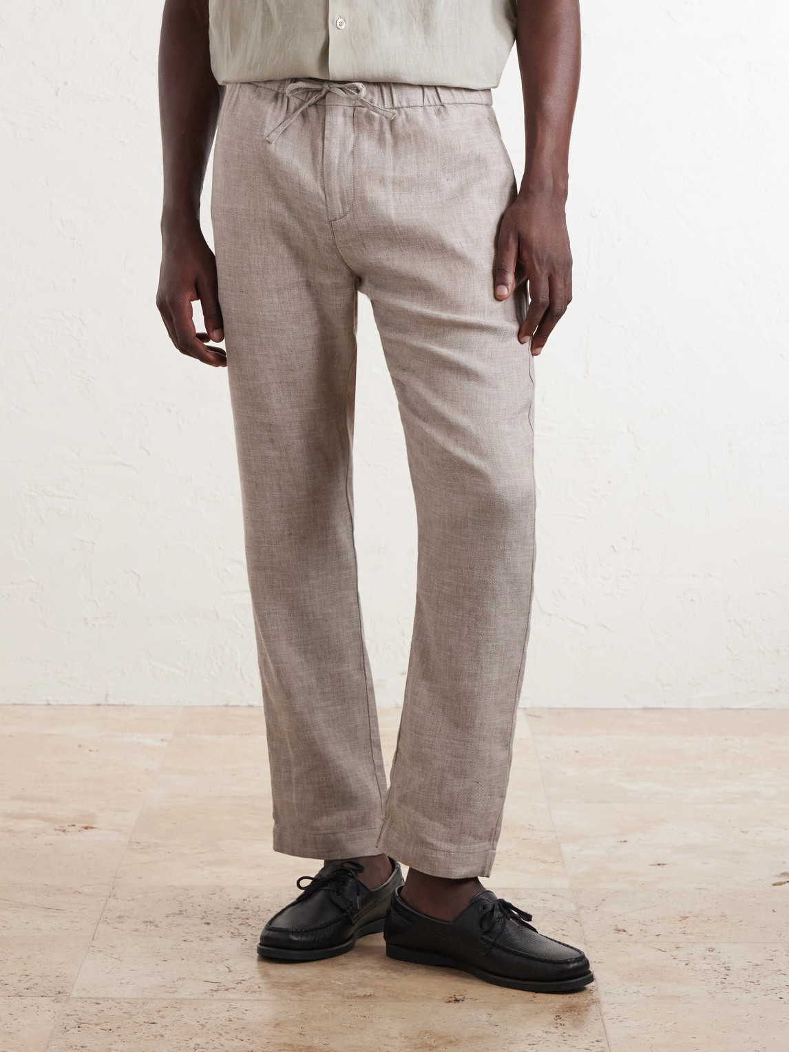 Oscar Straight-Leg Linen And Cotton-Blend Drawstring Trousers