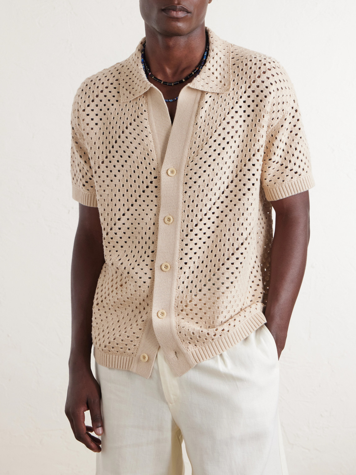 Pinto Crochet-Knit Cotton Shirt