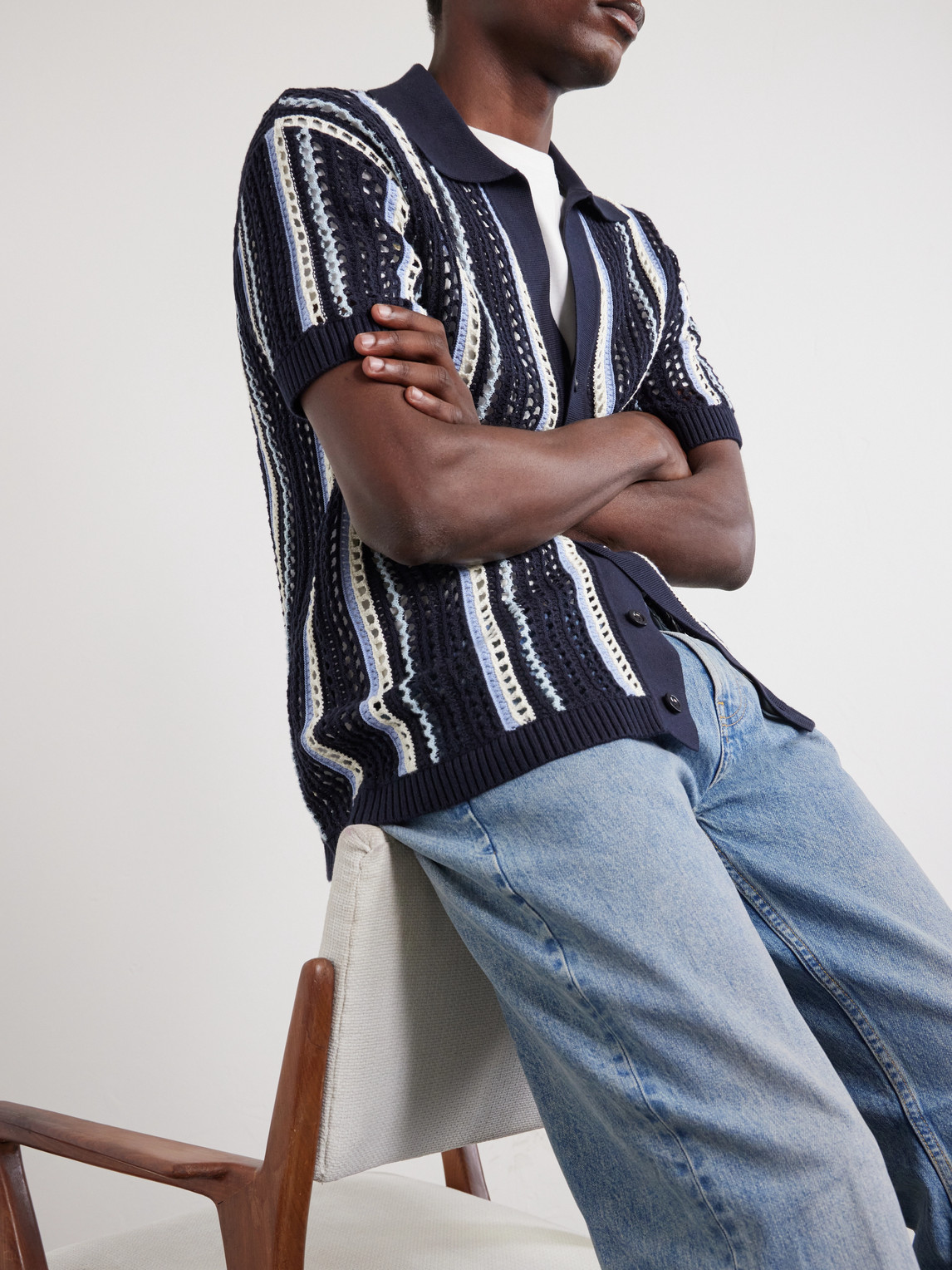 Frescobol Carioca Pinto Crocheted Cotton Shirt - Men | Thumbnail 4