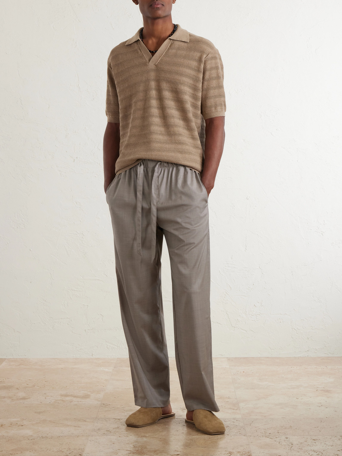 Luan Straight-Leg Wool Drawstring Trousers