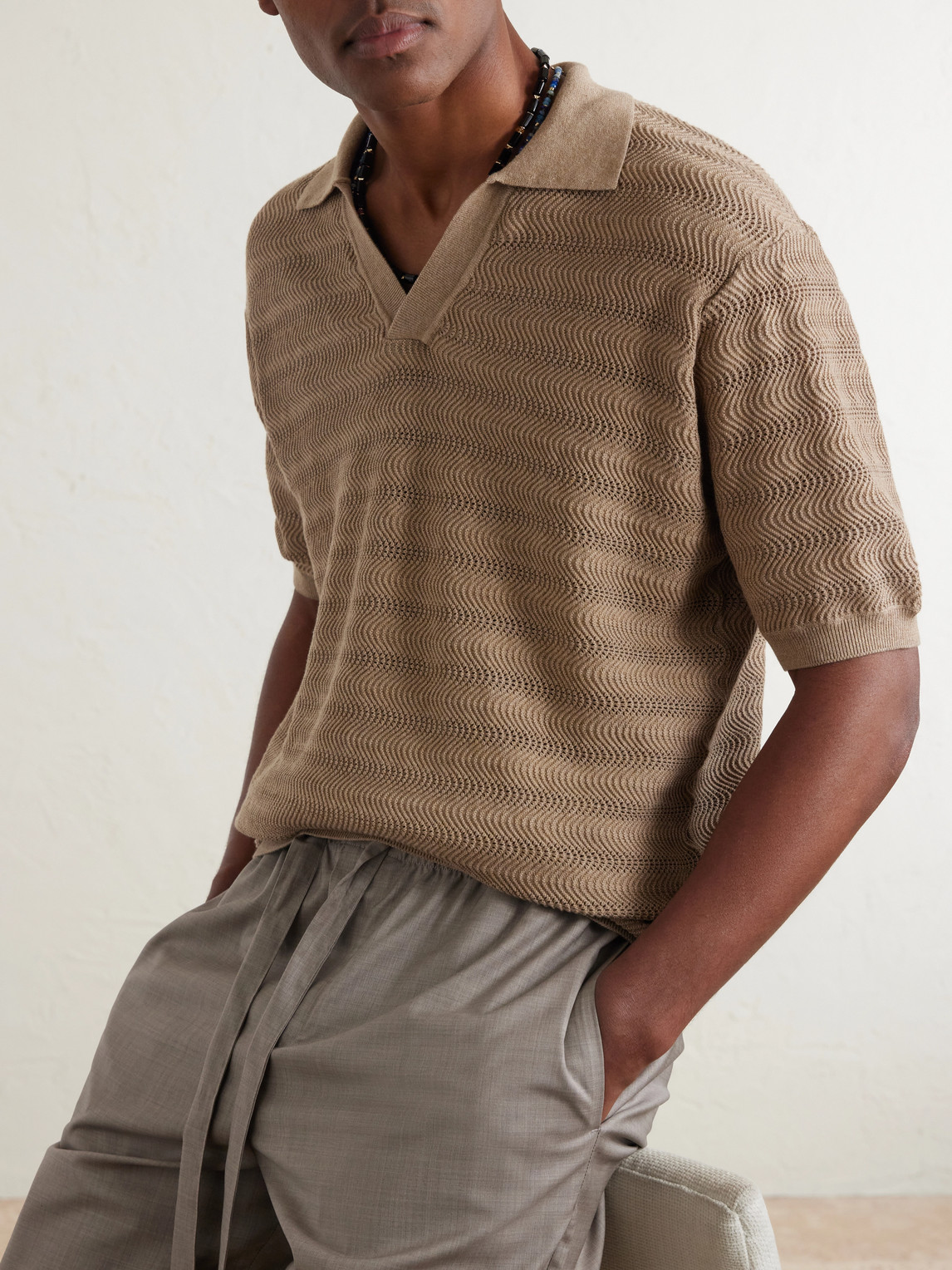 Frescobol Carioca Rino Open-Knit Cotton Polo Shirt - Men | Thumbnail 5 Frescobol Carioca Rino Open-Knit Cotton Polo Shirt - Men | Thumbnail 5