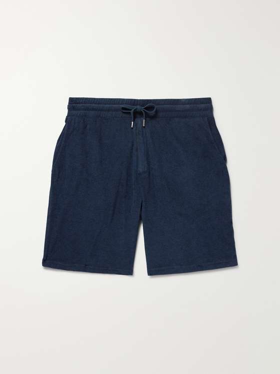 Frescobolcarioca Augusto Straight-Leg Cotton, Lyocell and Linen-Blend Terry Drawstring Shorts
