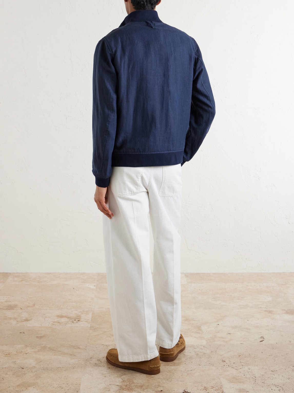  Valstar - Valstarino Linen Bomber Jacket - Men - Blue - It 46 