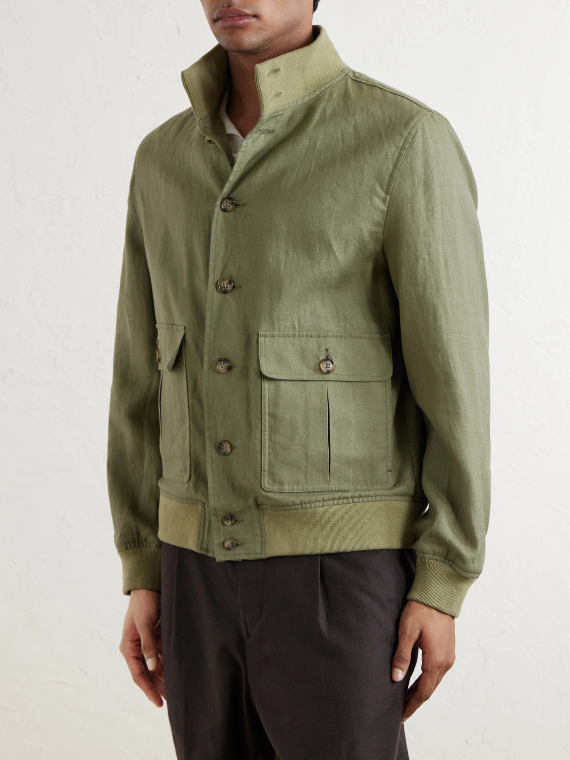  Valstar - Valstarino Linen Bomber Jacket - Men - Green - It 46 