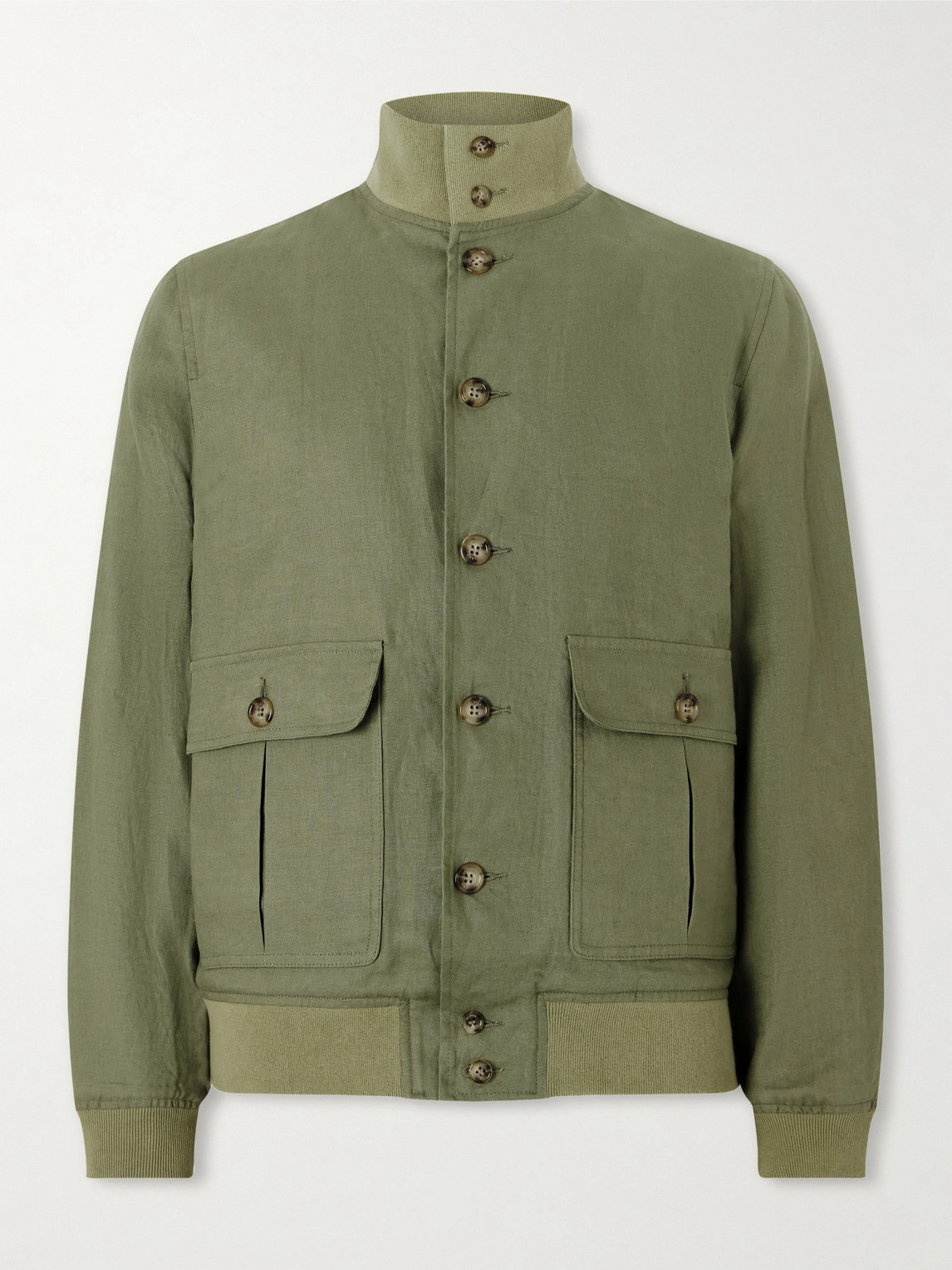 Valstar Ino Linen Bomber Jacket In Green