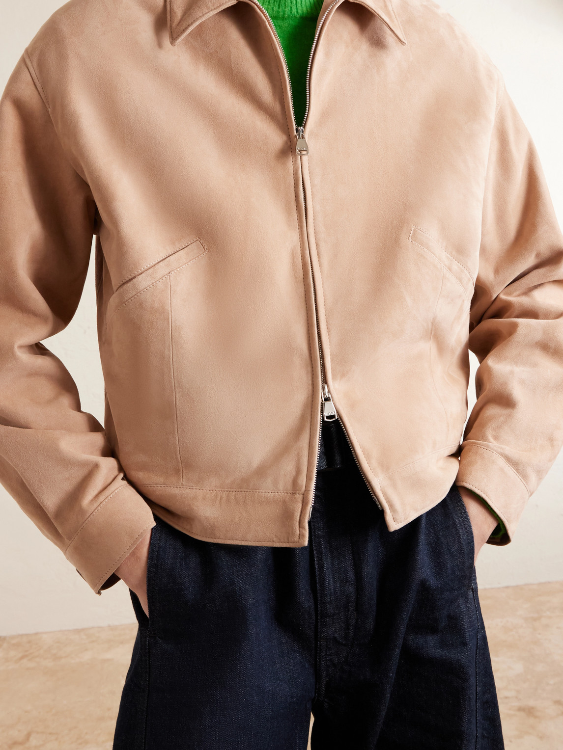Valstar Stan Suede Bomber Jacket In Neutral