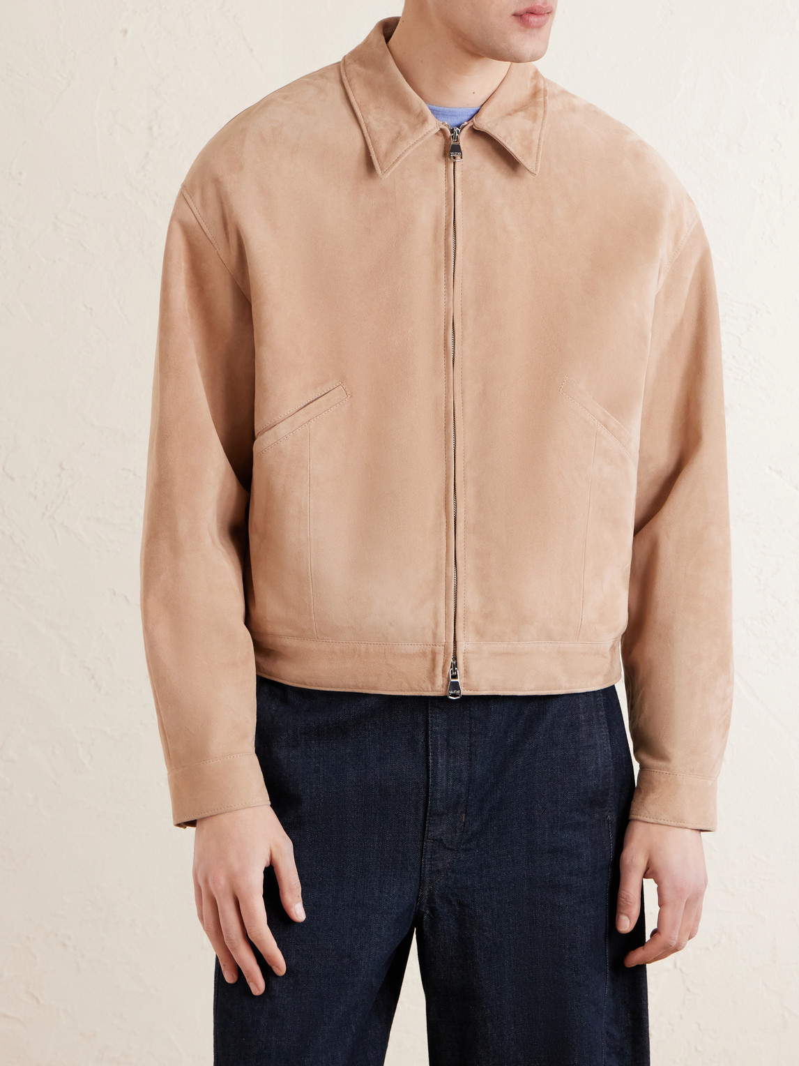 Valstar Stan Suede Bomber Jacket In Neutral