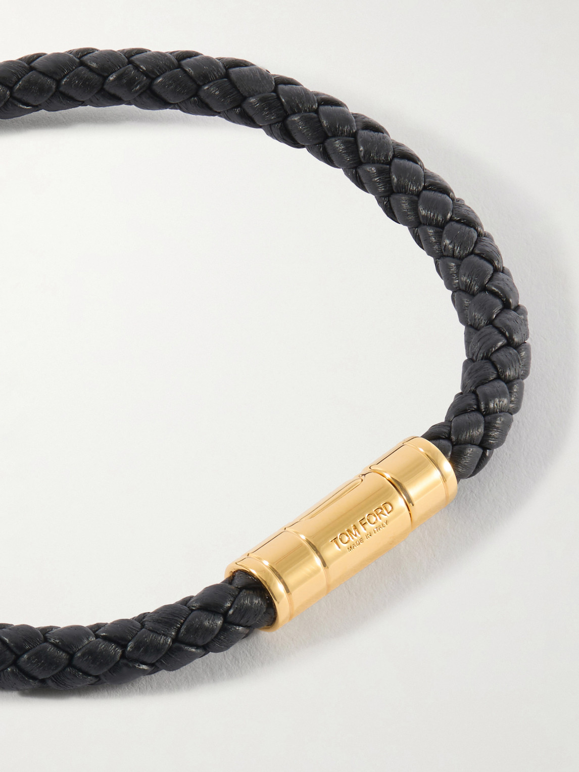 Tom Ford Gold-Tone and Woven Leather Bracelet - Men | Thumbnail 4