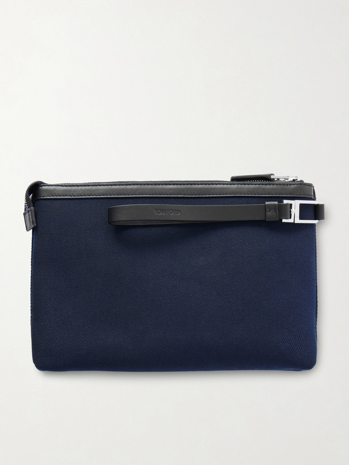  Tom Ford - Leather-trimmed Canvas Pouch - Men - Blue 
