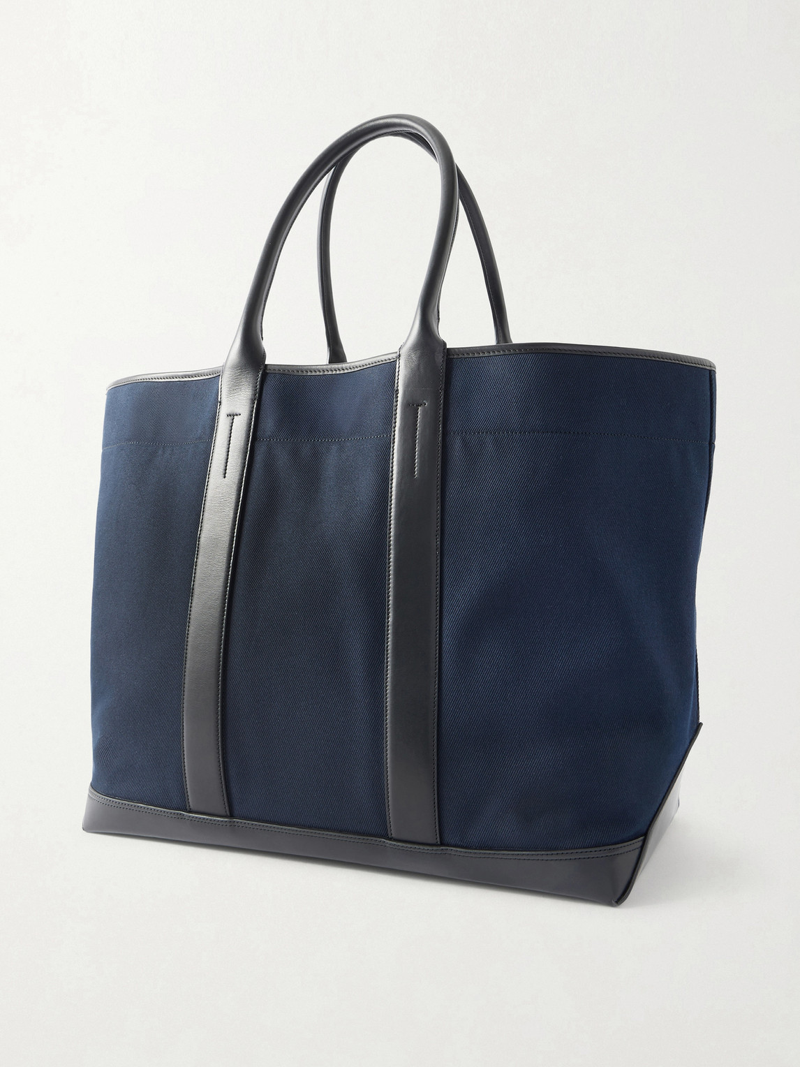 Leather-Trimmed Canvas Weekend Bag