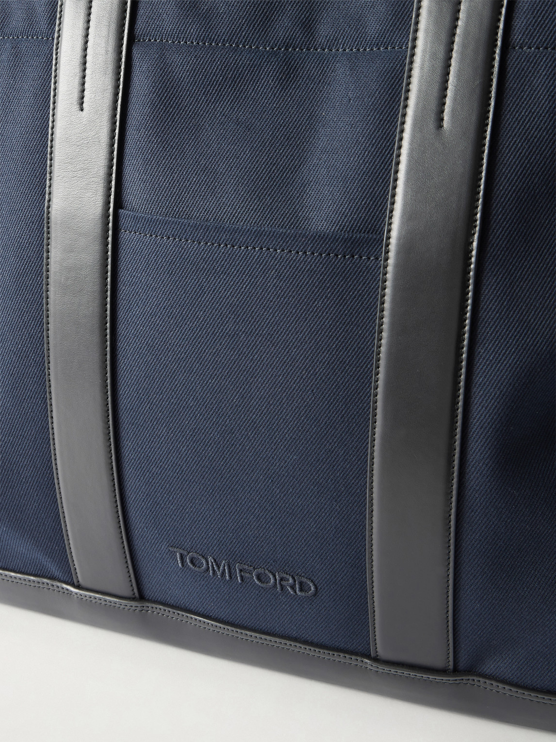 Leather-Trimmed Canvas Weekend Bag