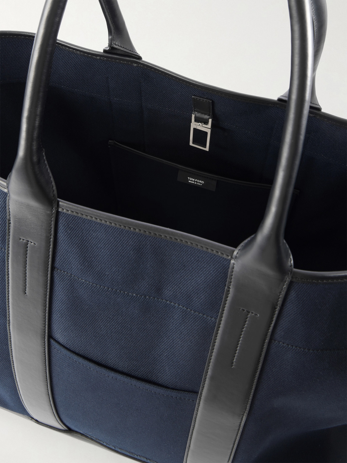 Leather-Trimmed Canvas Weekend Bag