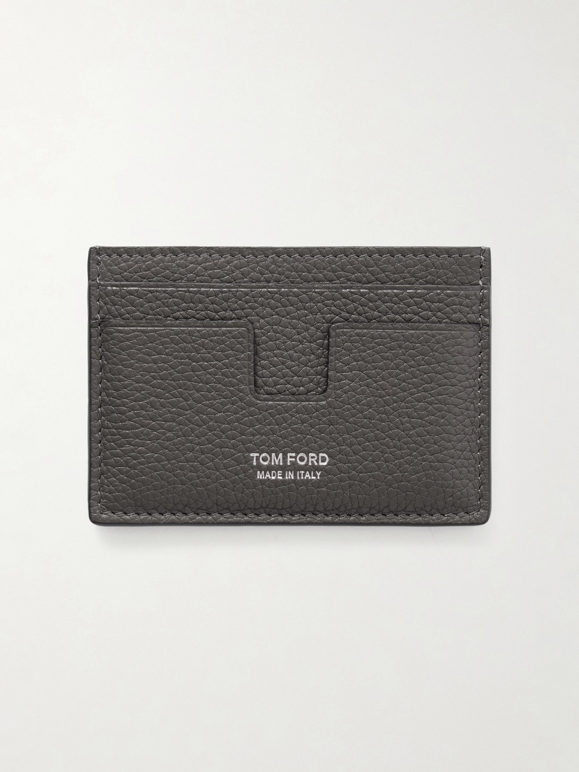 Tom Ford Full-grain Leather Cardholder In Gray