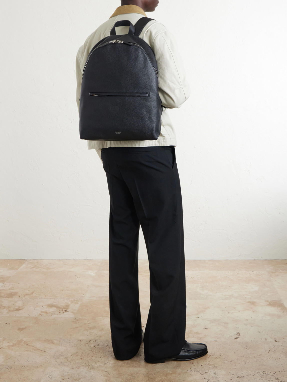 Tom Ford Full-grain Leather Backpack In Black