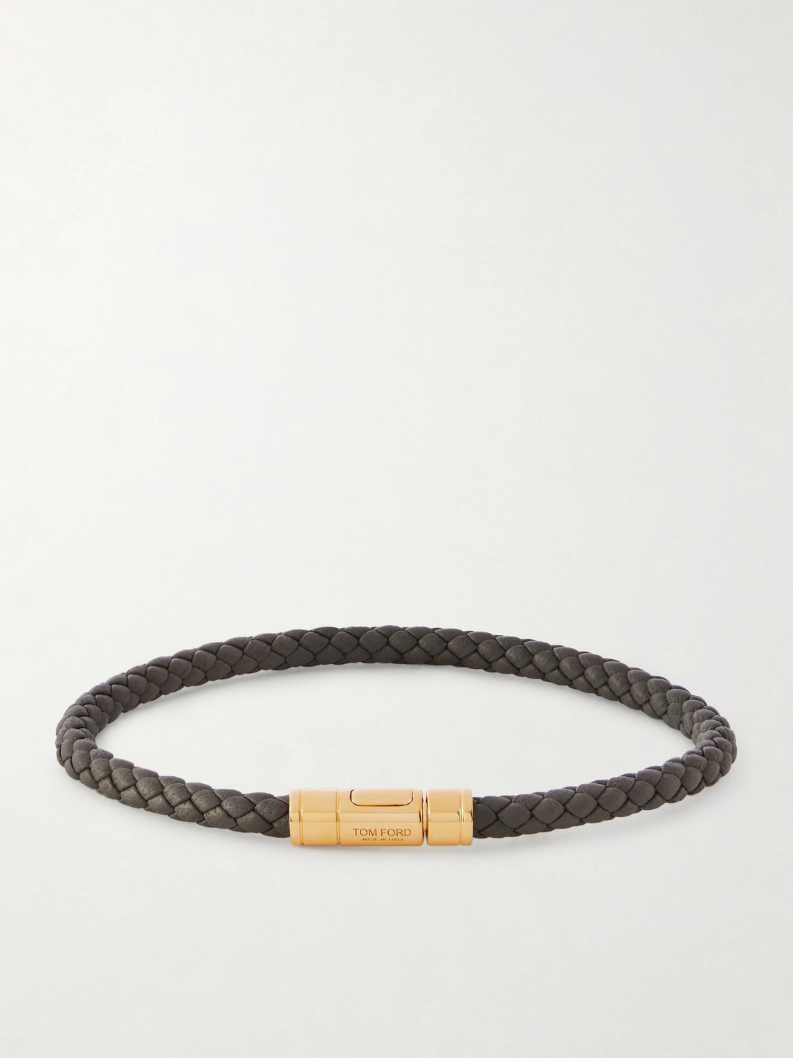 Tom Ford Woven Leather and Gold-Tone Bracelet - Men
