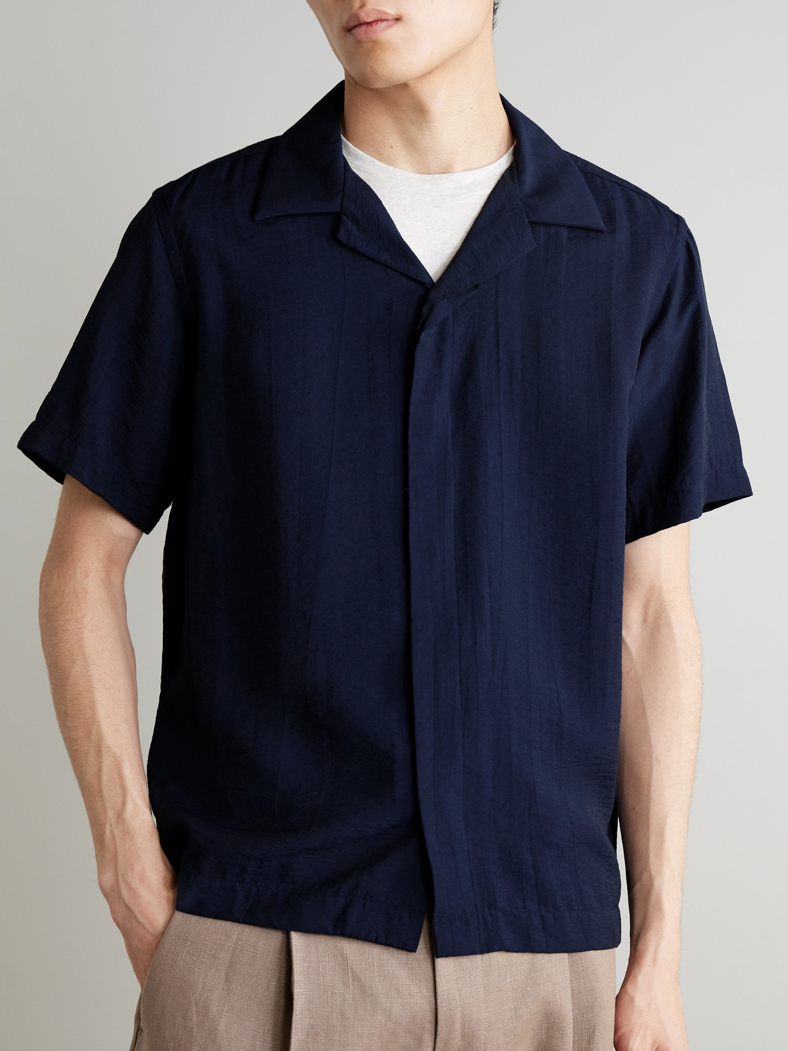 Hank 5971 Camp-Collar Tencel™ Modal-Blend Seersucker Shirt