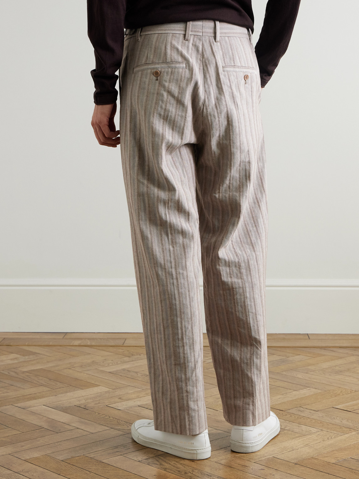  Nn07 - Kay 10058 Wide-leg Pleated Herringbone Organic Cotton-blend Suit Trousers - Men - Brown - Uk/us 28 