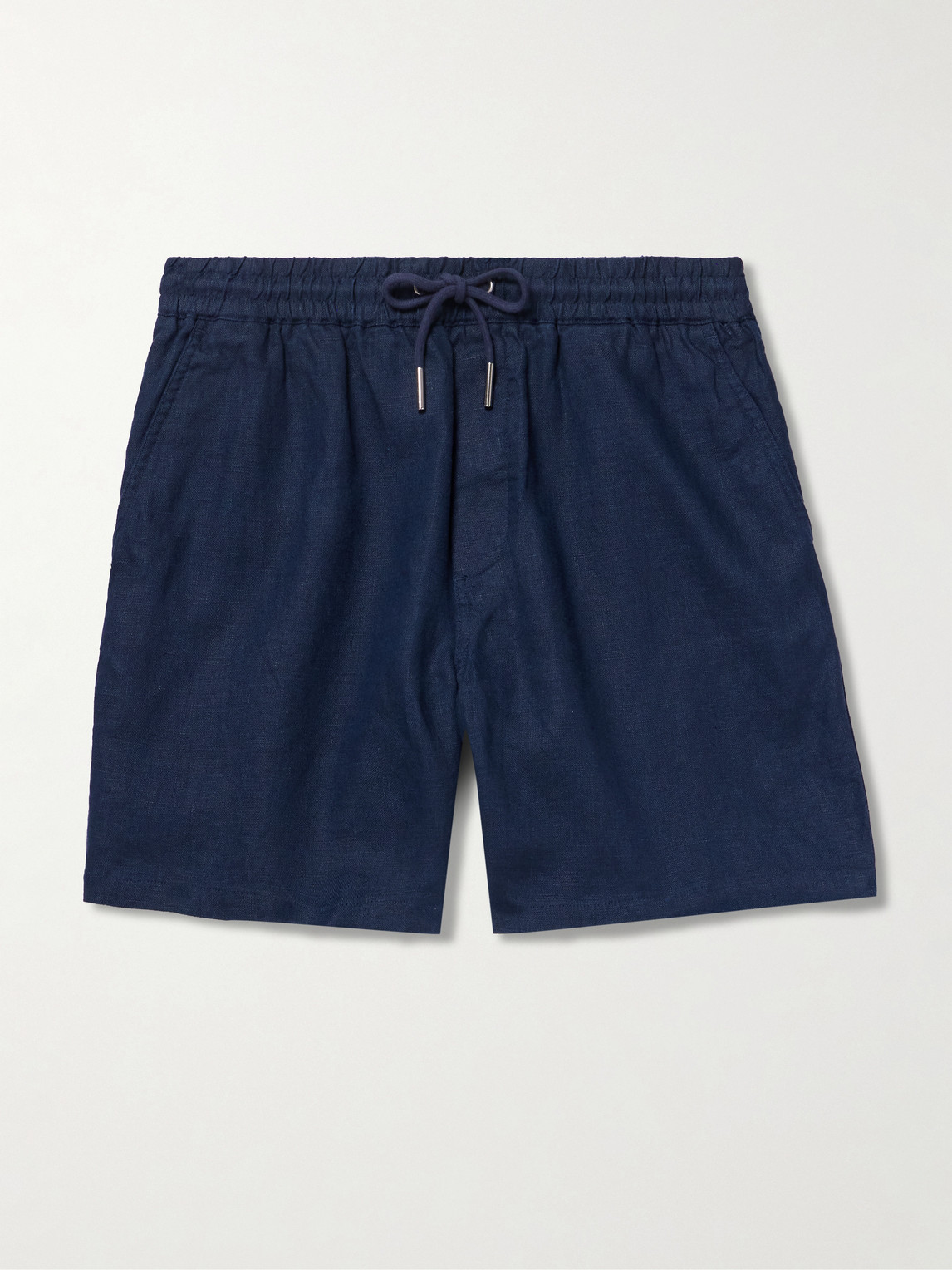 Nn07 Gregor 1454 Straight-leg Linen Drawstring Shorts In Blue