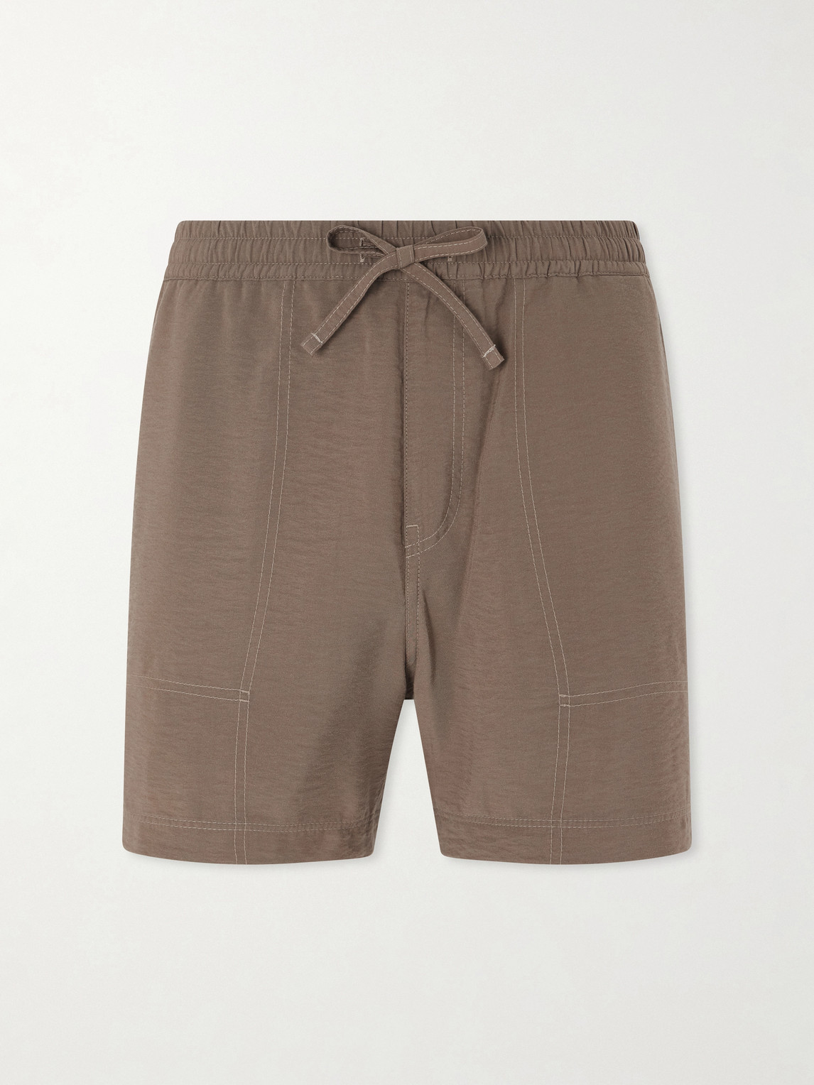 Nn07 Ryder 5971 Straight-leg Tencel™-blend Drawstring Shorts In Brown