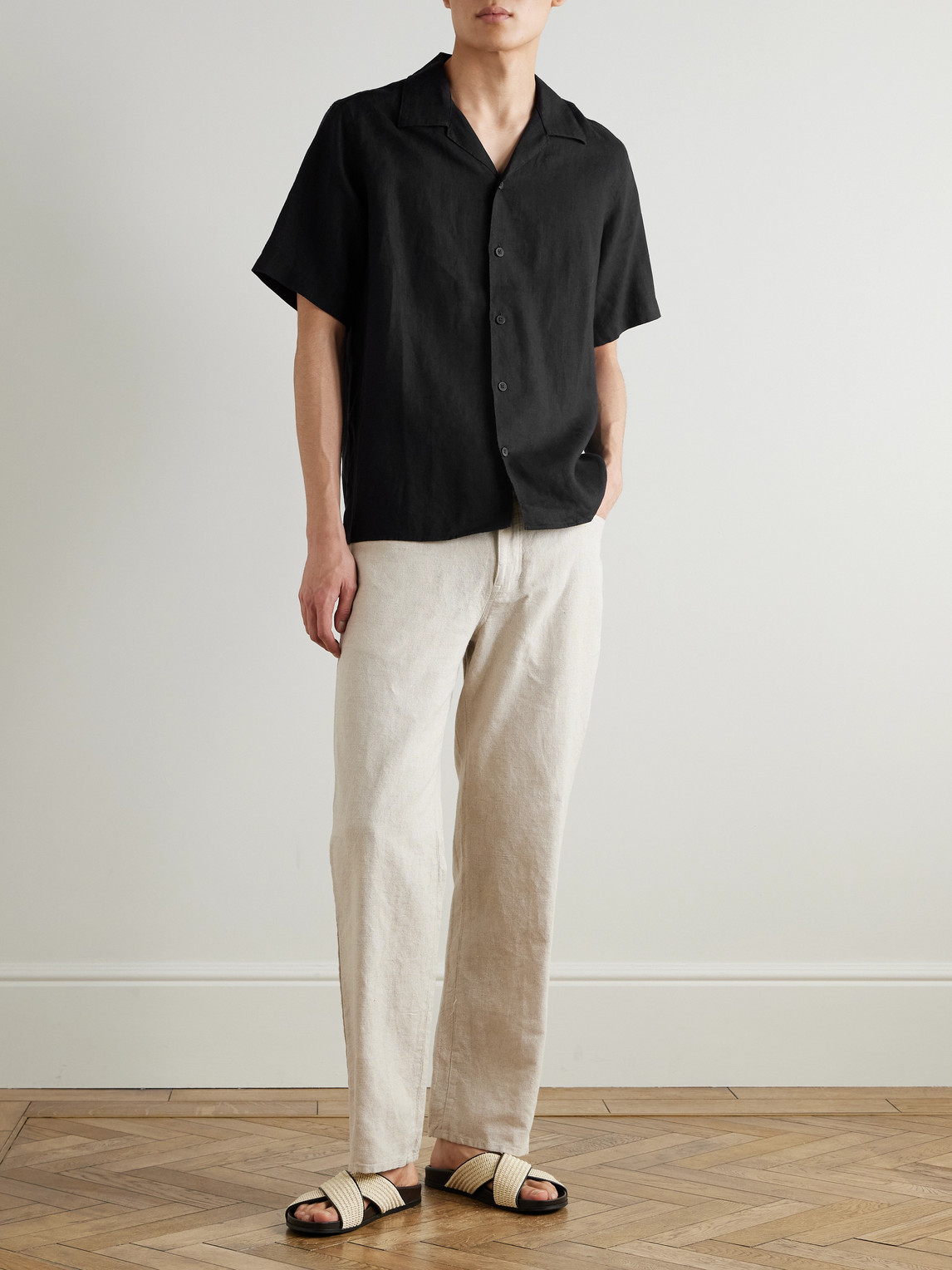 Julio 5708 Camp-Collar Linen Shirt