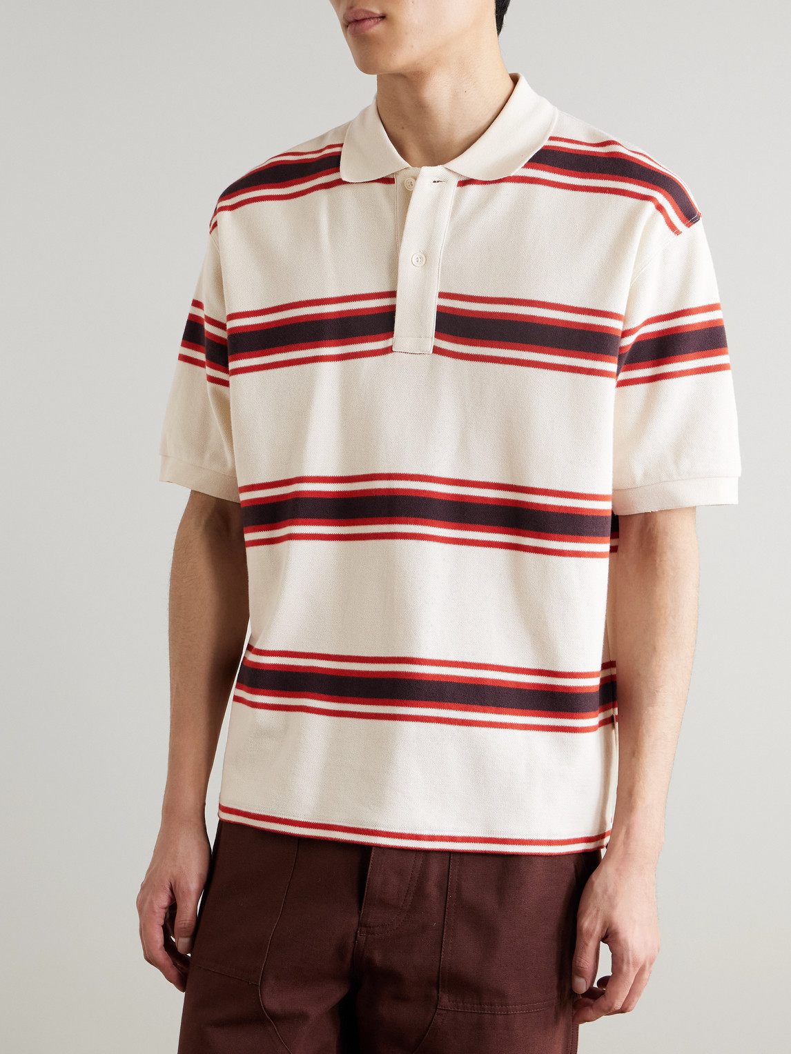 Valentin 30047 Striped Organic Cotton-Piqué Polo Shirt