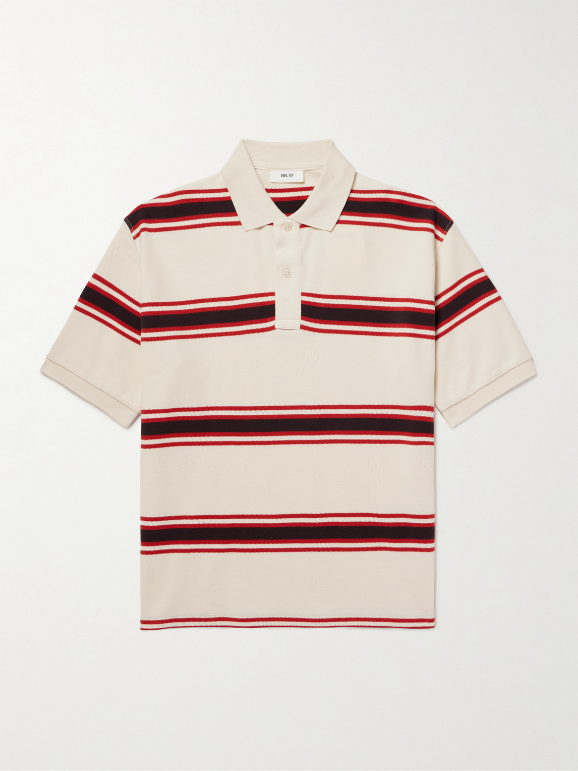 Nn07 Valentin 30047 Striped Organic Cotton-piqué Polo Shirt In Multi