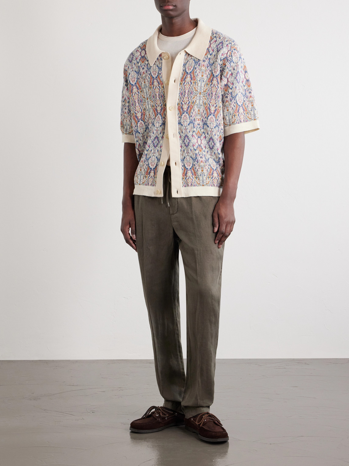 Ryan Knitted Cotton And Linen-Blend T-Shirt