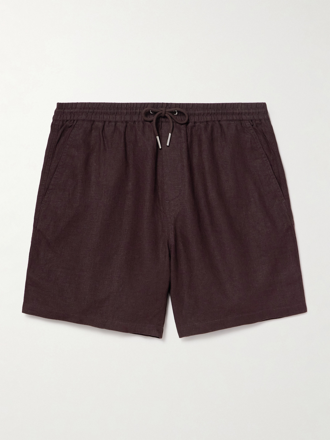 Nn07 Gregor 1454 Straight-leg Linen Drawstring Shorts In Brown