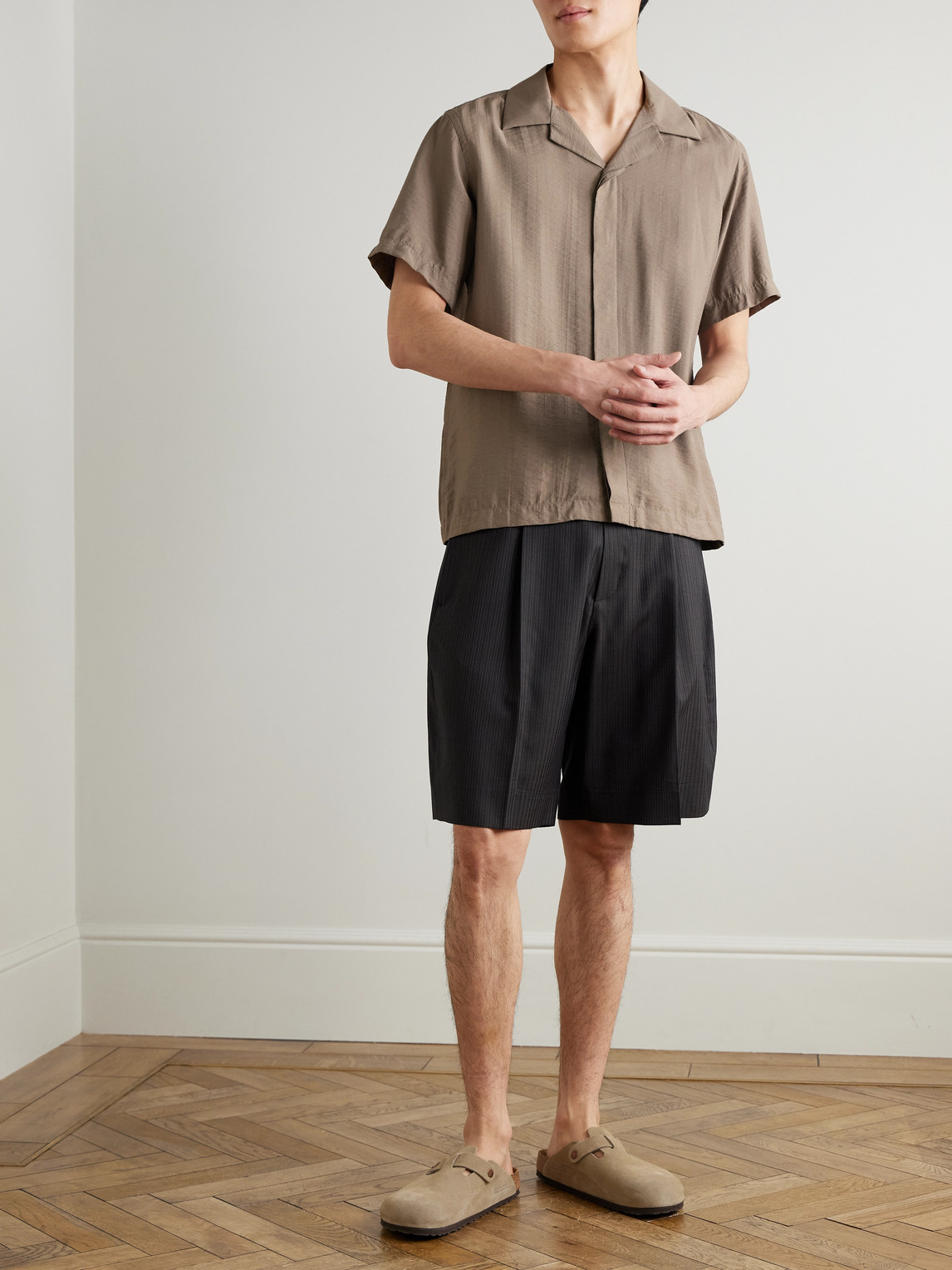 Hank 5971 Camp-Collar Modal-Blend Seersucker Shirt